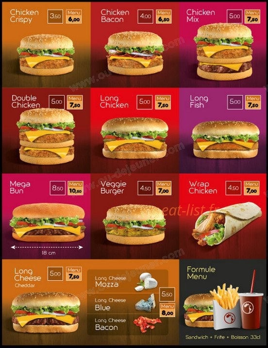 Chicken Shop — carte page 2