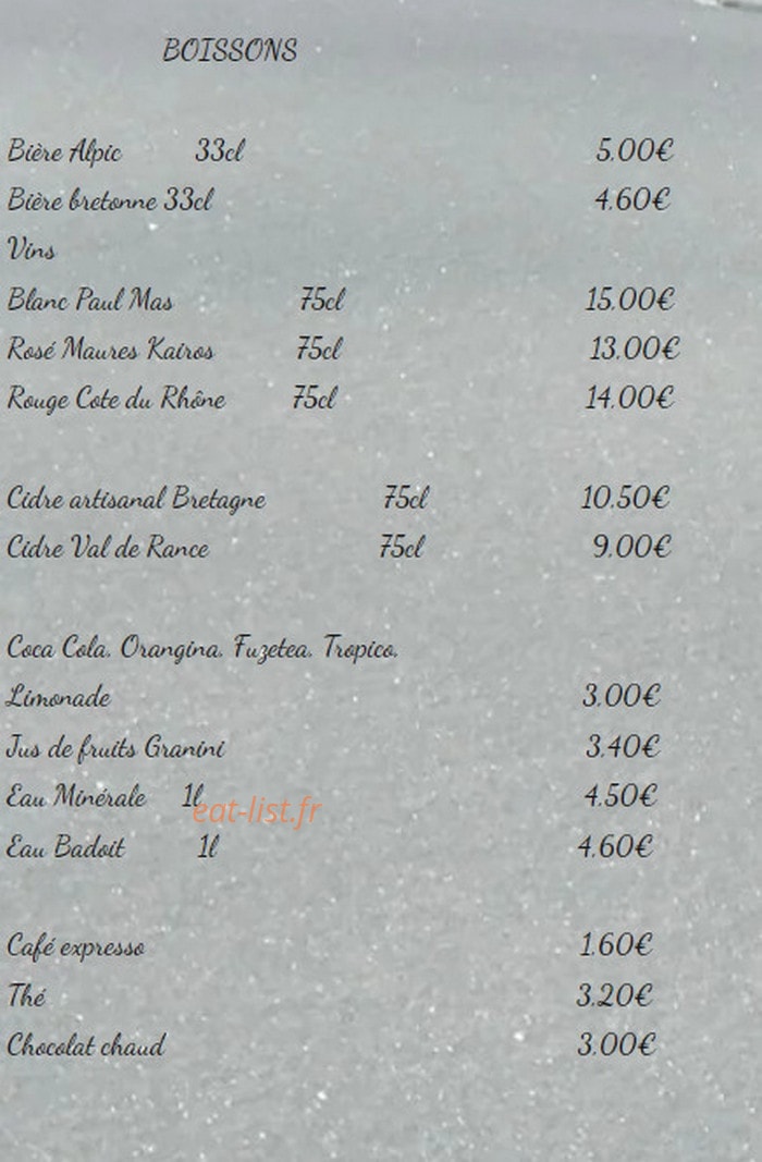 Crêperie Ti-Zef — carte page 2