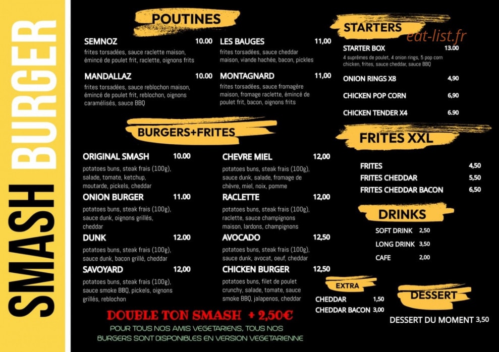 Dunk Burgers — carte page 1