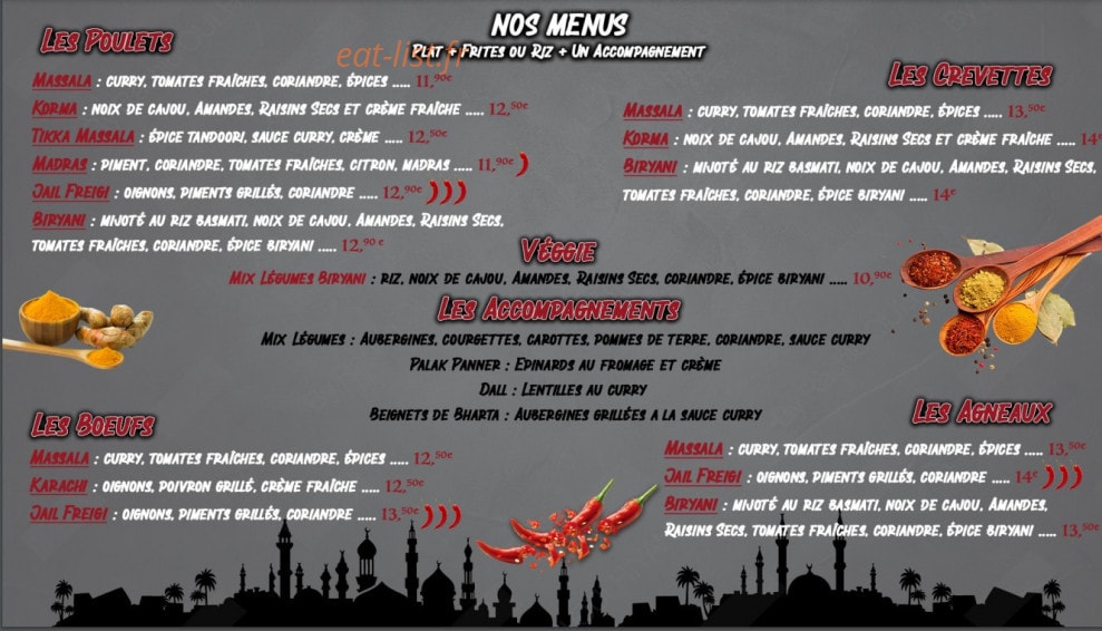 Indian K'Bab — carte page 1