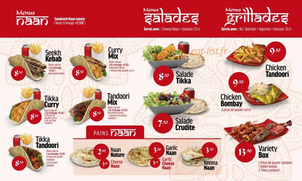 Indian's Food — carte page 2