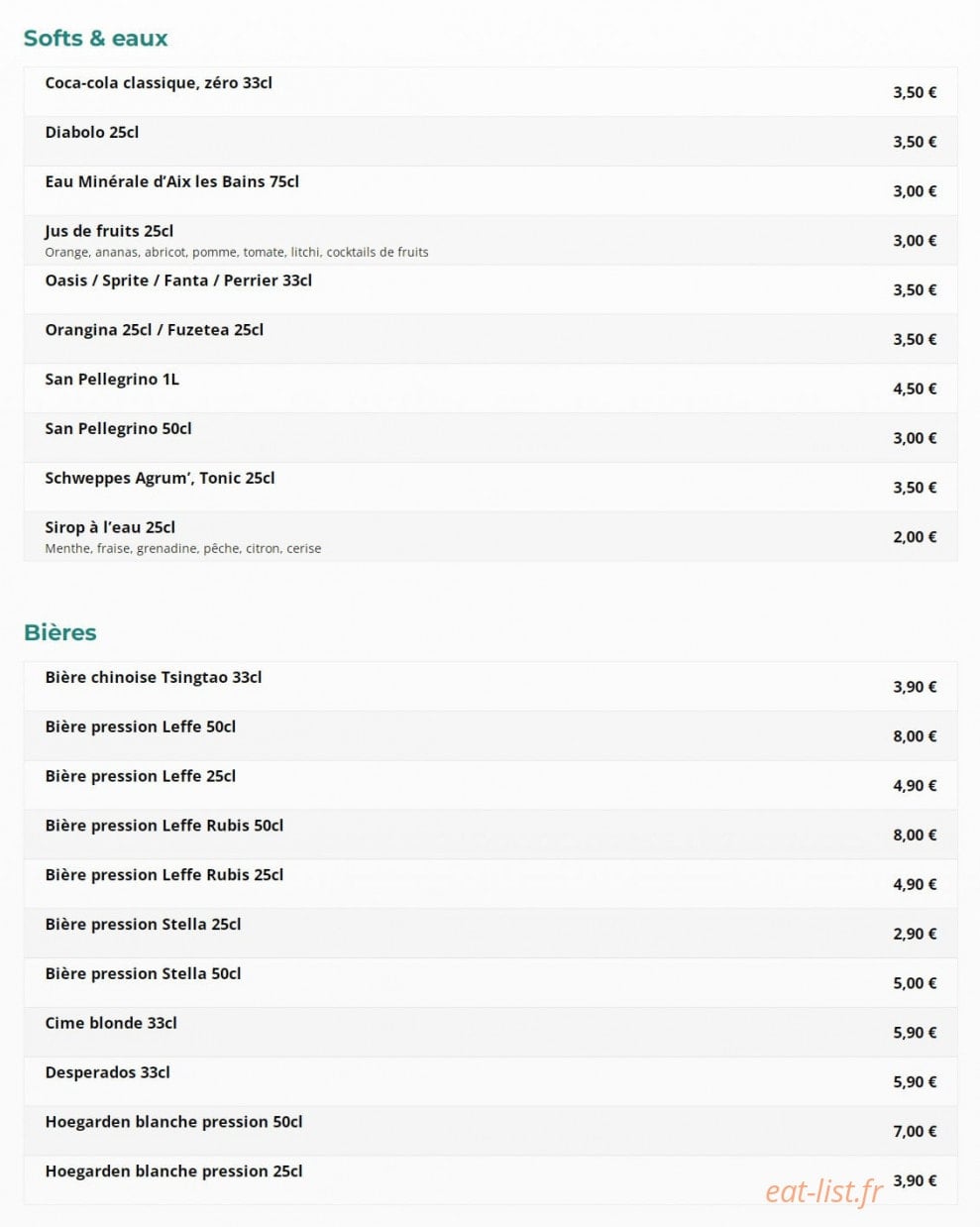 Jadelight buffet — carte page 2