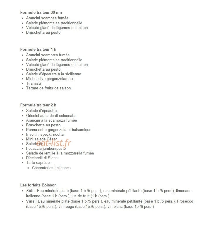 Carte et menu de L'Atelier des 4 Gourmets à Annecy — Traiteur a emporter