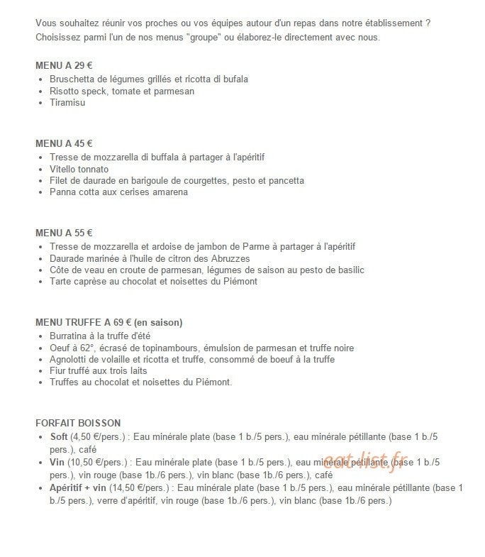 Carte et menu de L'Atelier des 4 Gourmets à Annecy — Repas privés