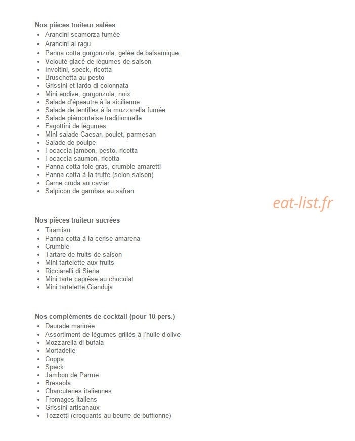 Carte et menu de L'Atelier des 4 Gourmets à Annecy — Traiteur a emporter