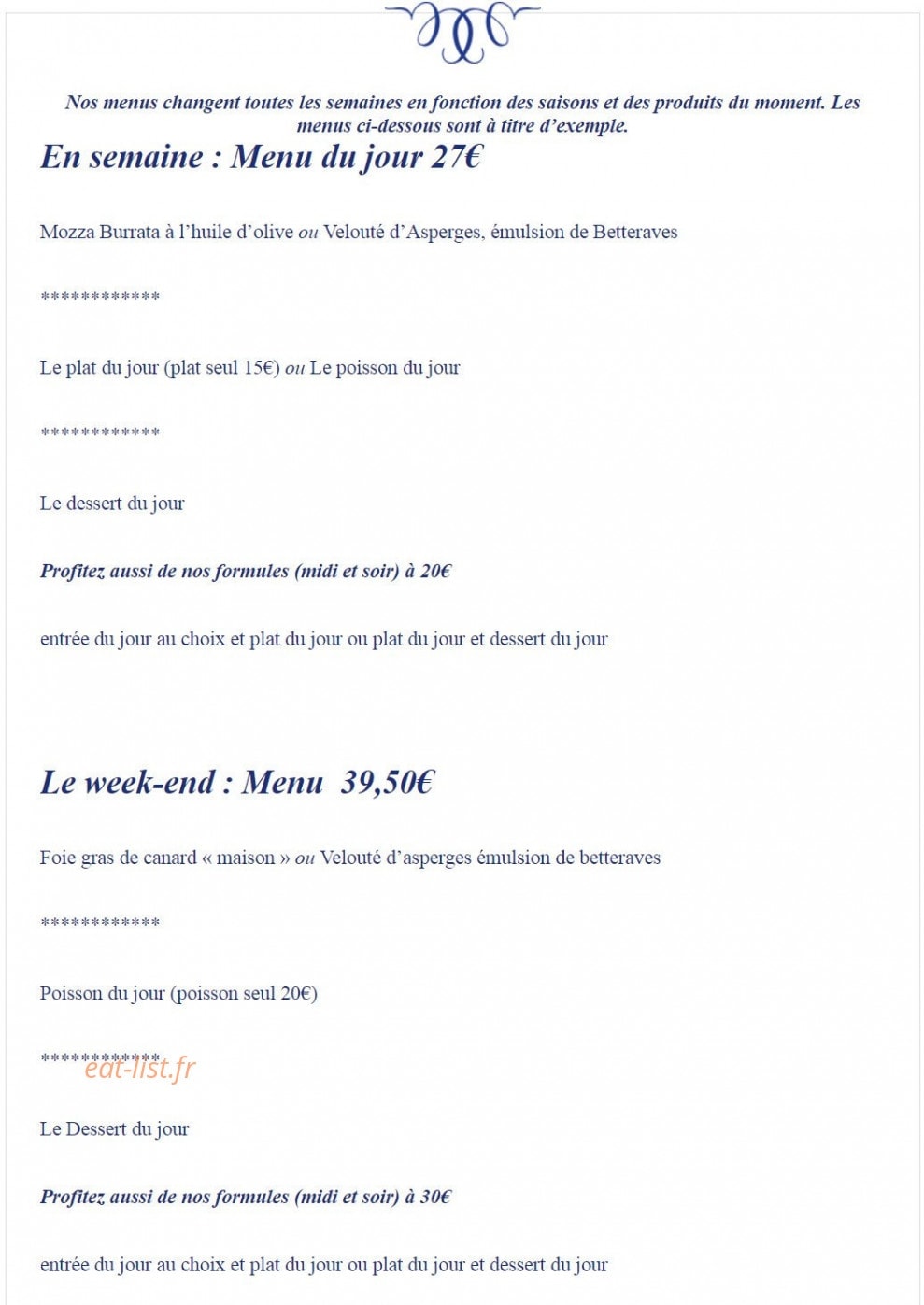 L' Auberge Du Lyonnais — carte page 2