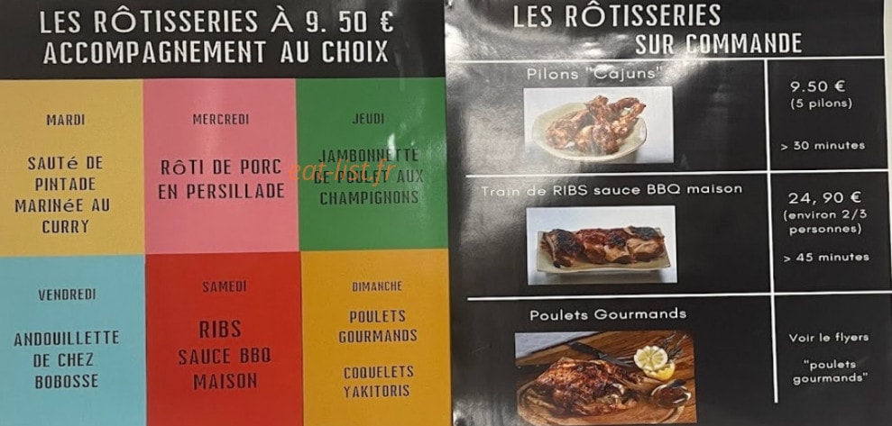 Carte et menu de L'épicier Rôtisseur à Annecy — Exemple de menu