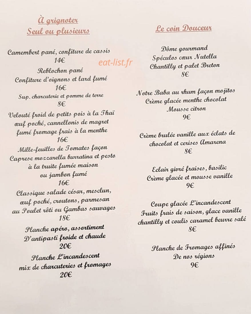 L'Incandescent — carte page 2