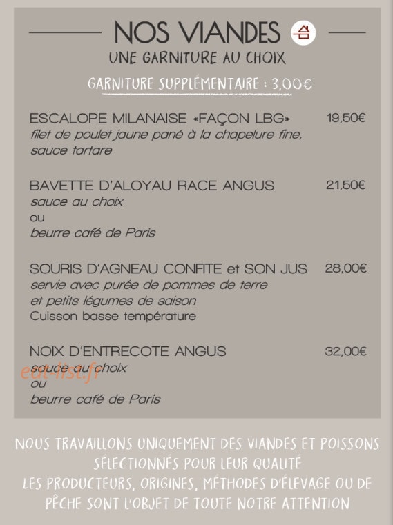 Carte et menu de La Brasserie Gourmande à Annecy — Les viandes