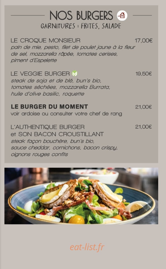 Carte et menu de La Brasserie Gourmande à Annecy — Les burgers