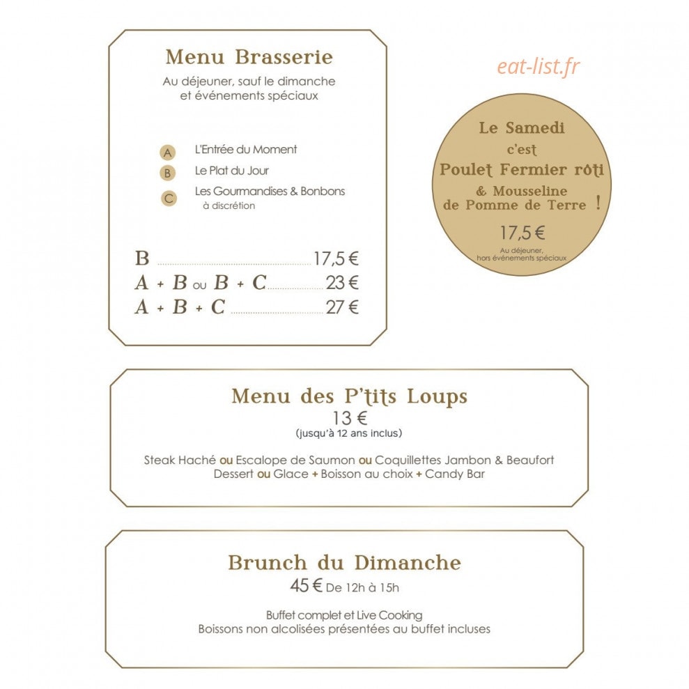 La Brasserie — carte page 1