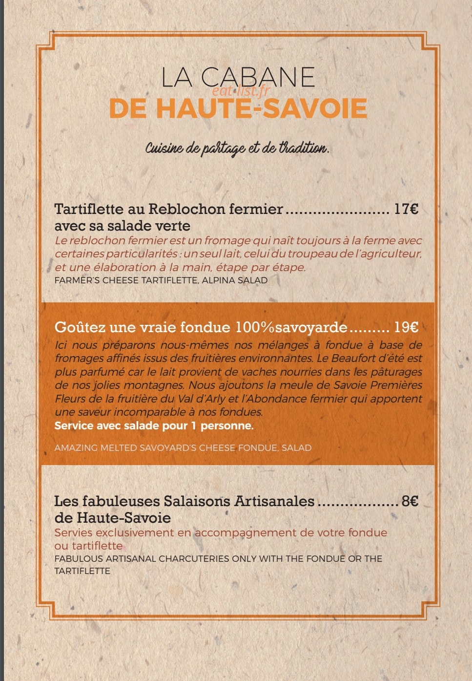 La Cabane — carte page 2