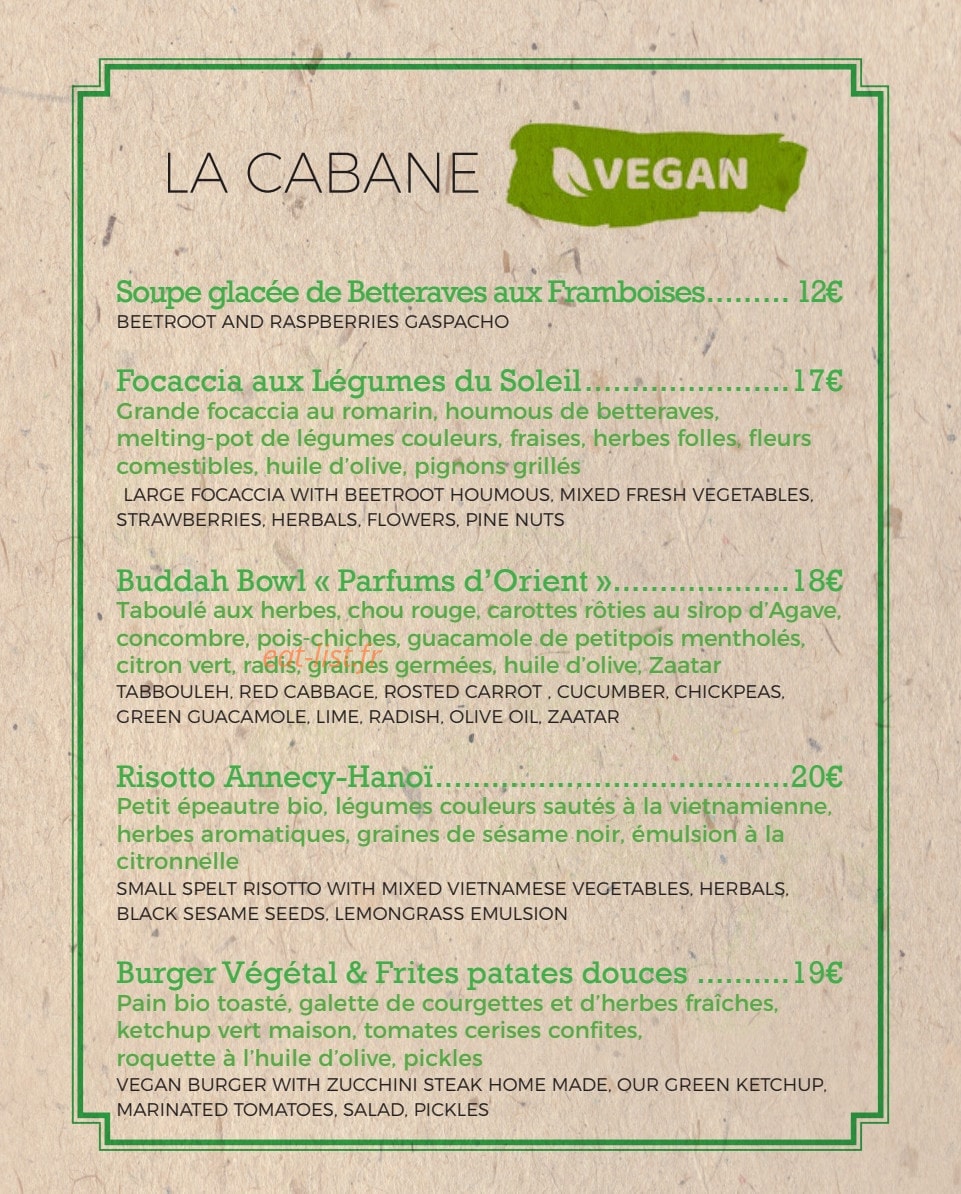 La Cabane — carte page 3
