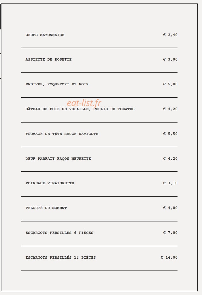 La Cantine bouillon — carte page 1