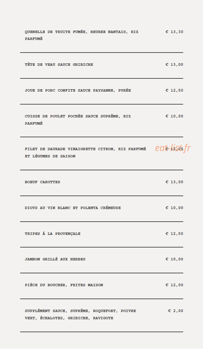 La Cantine bouillon — carte page 2