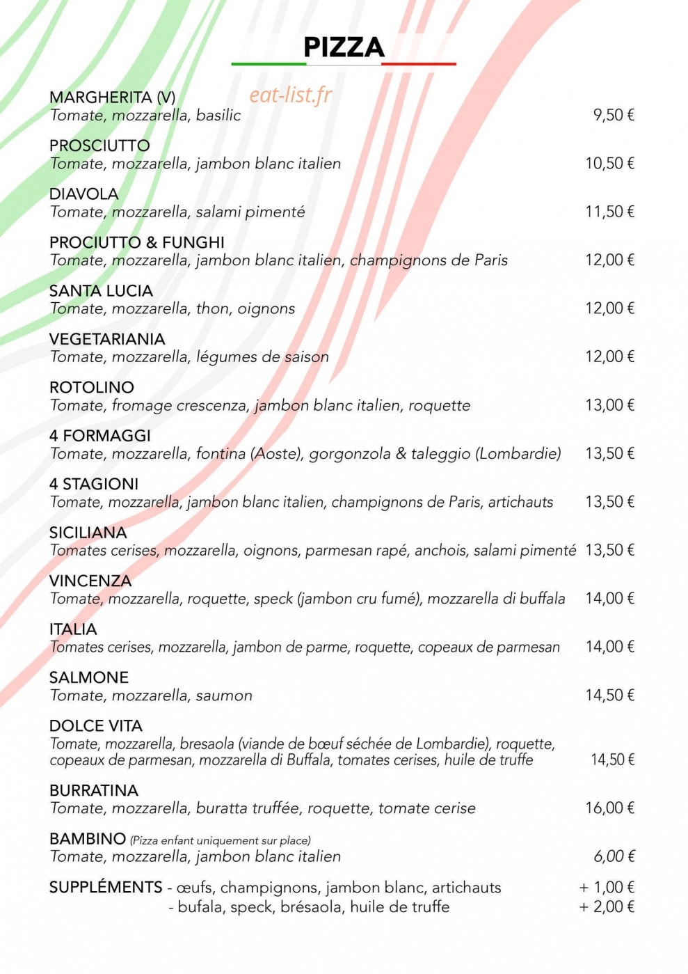 Carte et menu de La Dolce vita Annecy à Annecy — pizza