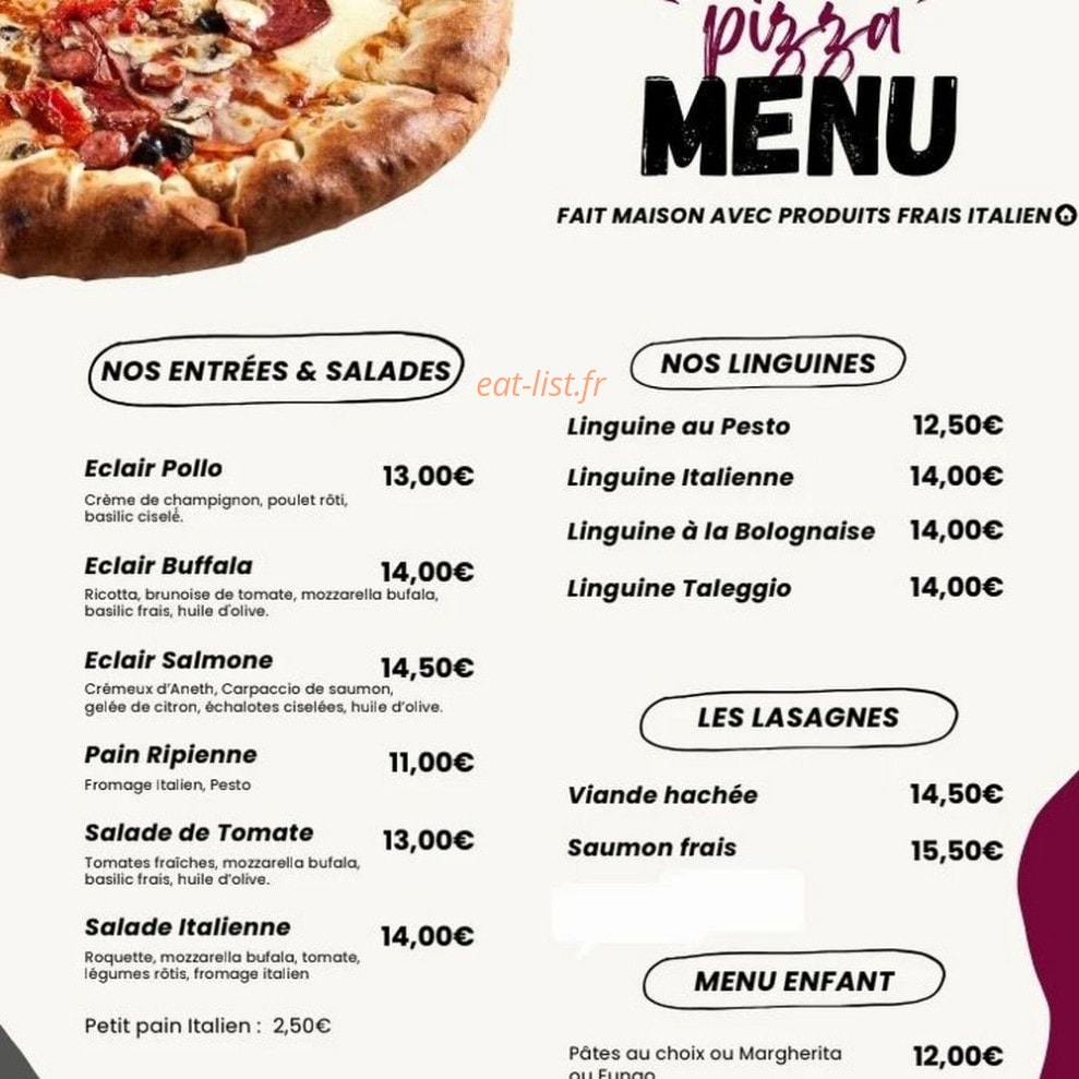 Carte et menu de La Piccolina sicilia à Annecy — Les menus