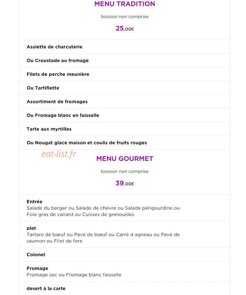 Carte et menu de La Rotisserie Du Thiou à Annecy — Menus