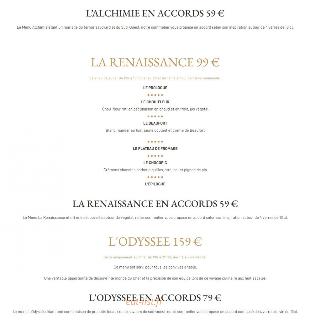 Carte et menu de La Rotonde des Trésoms à Annecy — La renaissance et l'odyssée