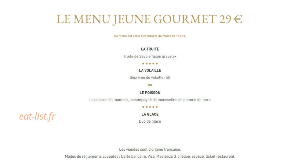 Carte et menu de La Rotonde des Trésoms à Annecy — Le menu jeune gourmet