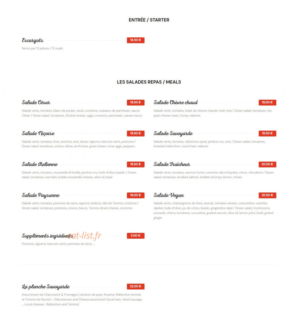 Le 7 Bistrot Perrière — carte page 1
