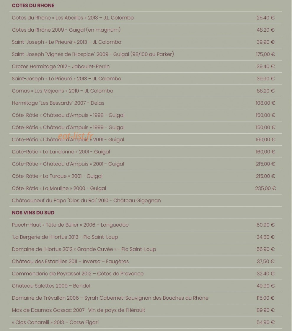 Le Bistro du Rhone — carte page 9