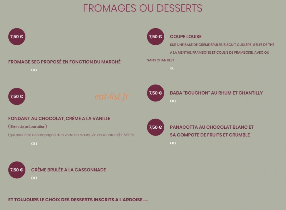 Le Bistro du Rhone — carte page 2