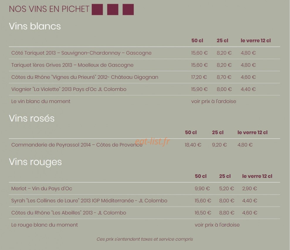 Le Bistro du Rhone — carte page 4