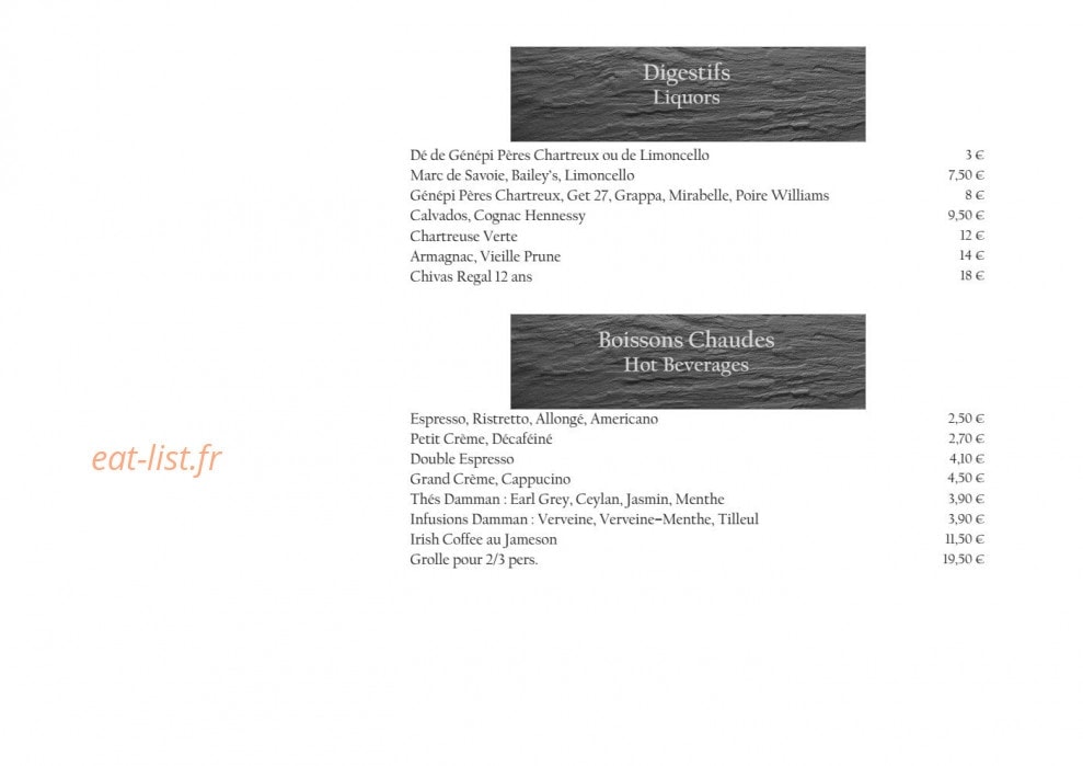Le Chalet — carte page 12