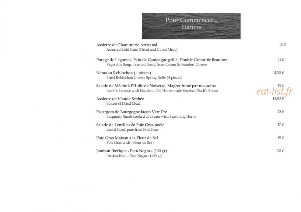 Le Chalet — carte page 4