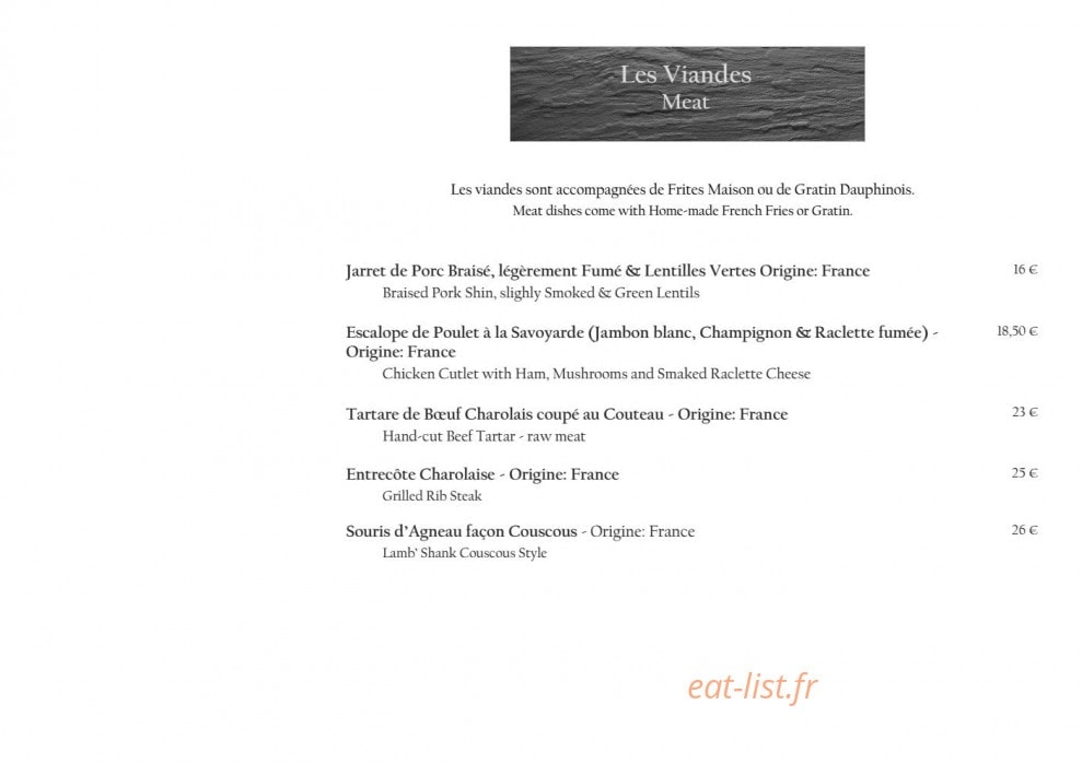 Le Chalet — carte page 7