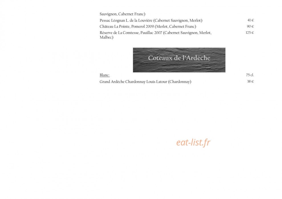 Le Chalet — carte page 17