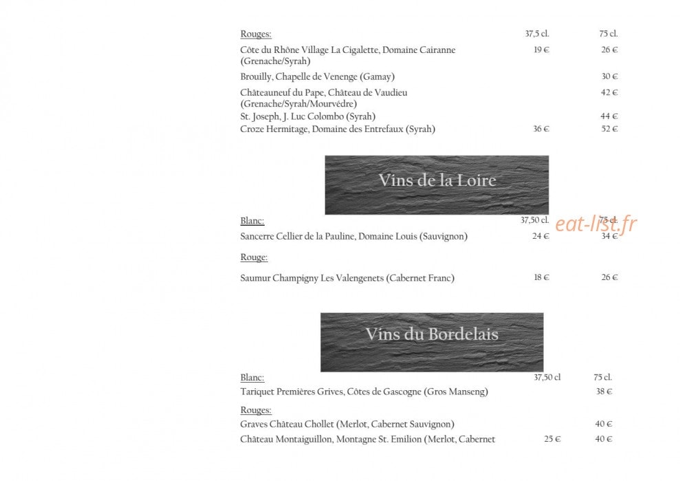 Le Chalet — carte page 16