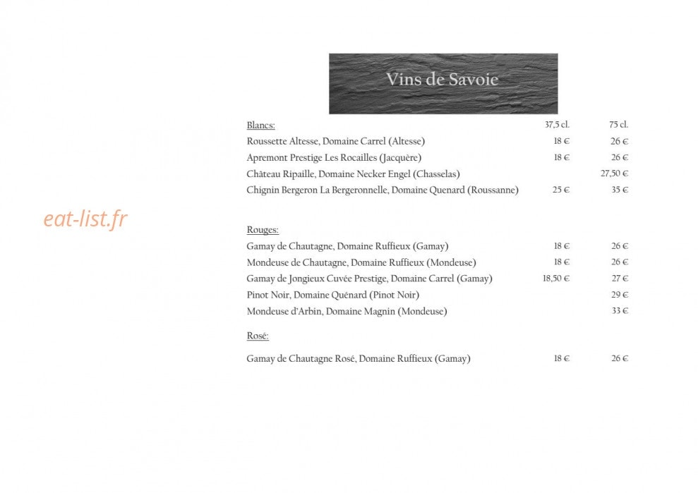 Le Chalet — carte page 14