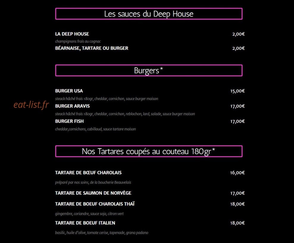 Le Deep House — carte page 3
