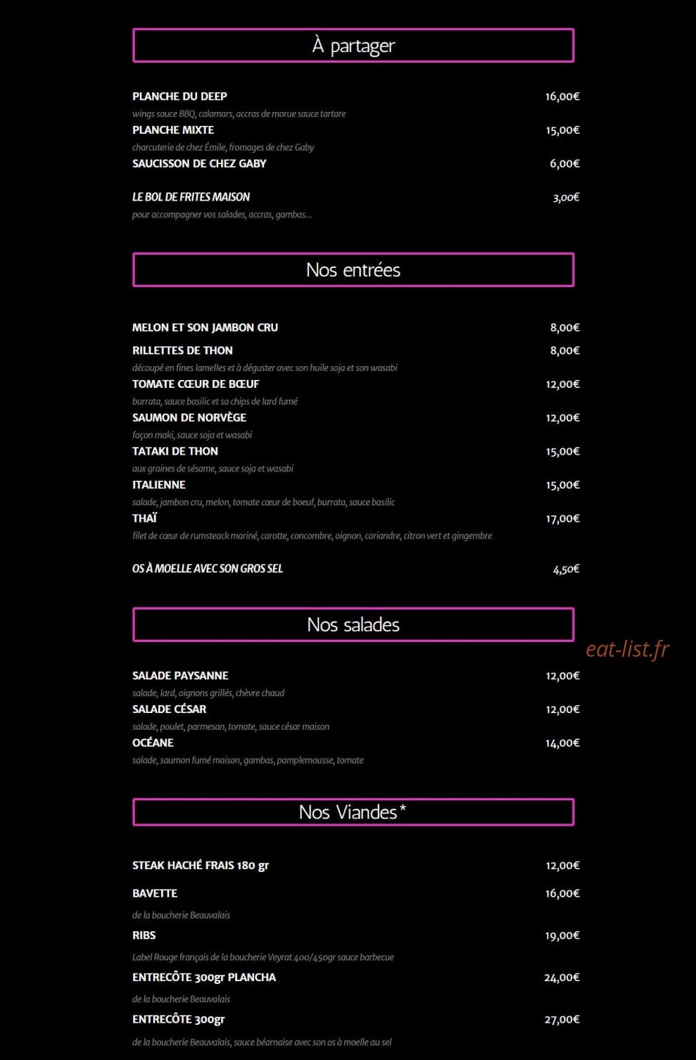 Le Deep House — carte page 2