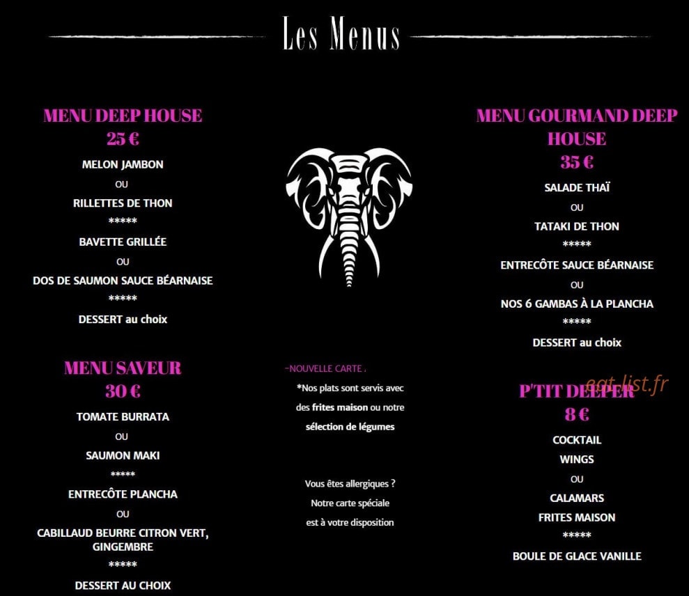 Le Deep House — carte page 1