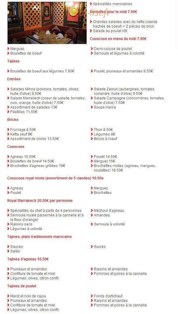 Le Marrakech — carte page 1