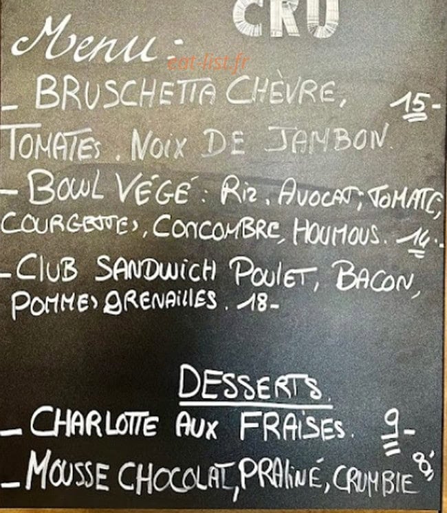 Le P'tit Cru — carte page 1