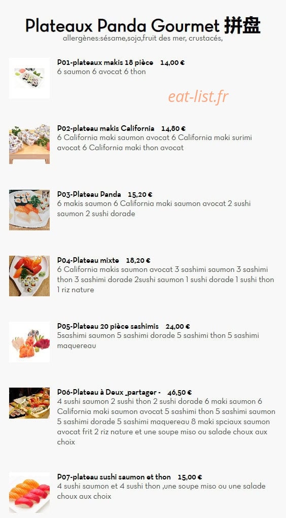 Le Panda Gourmet — carte page 13