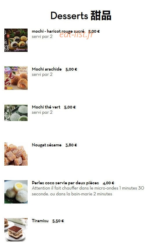 Le Panda Gourmet — carte page 27