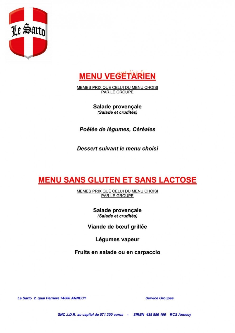Le sarto — carte page 8