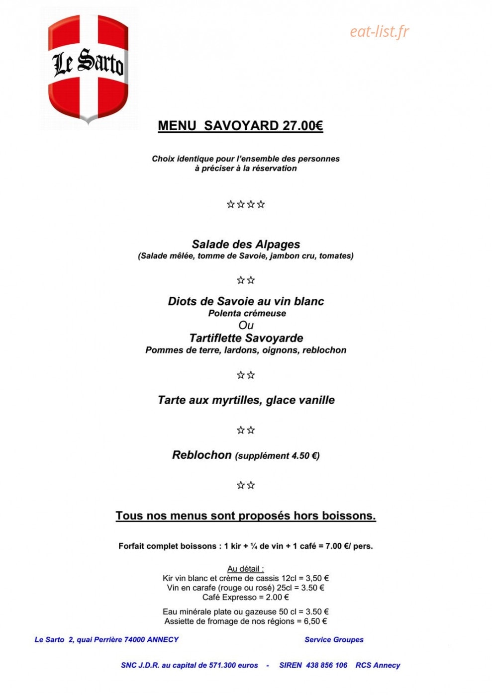 Le sarto — carte page 9