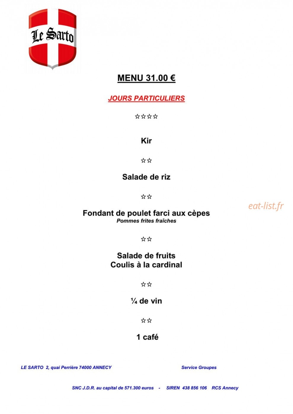 Le sarto — carte page 6