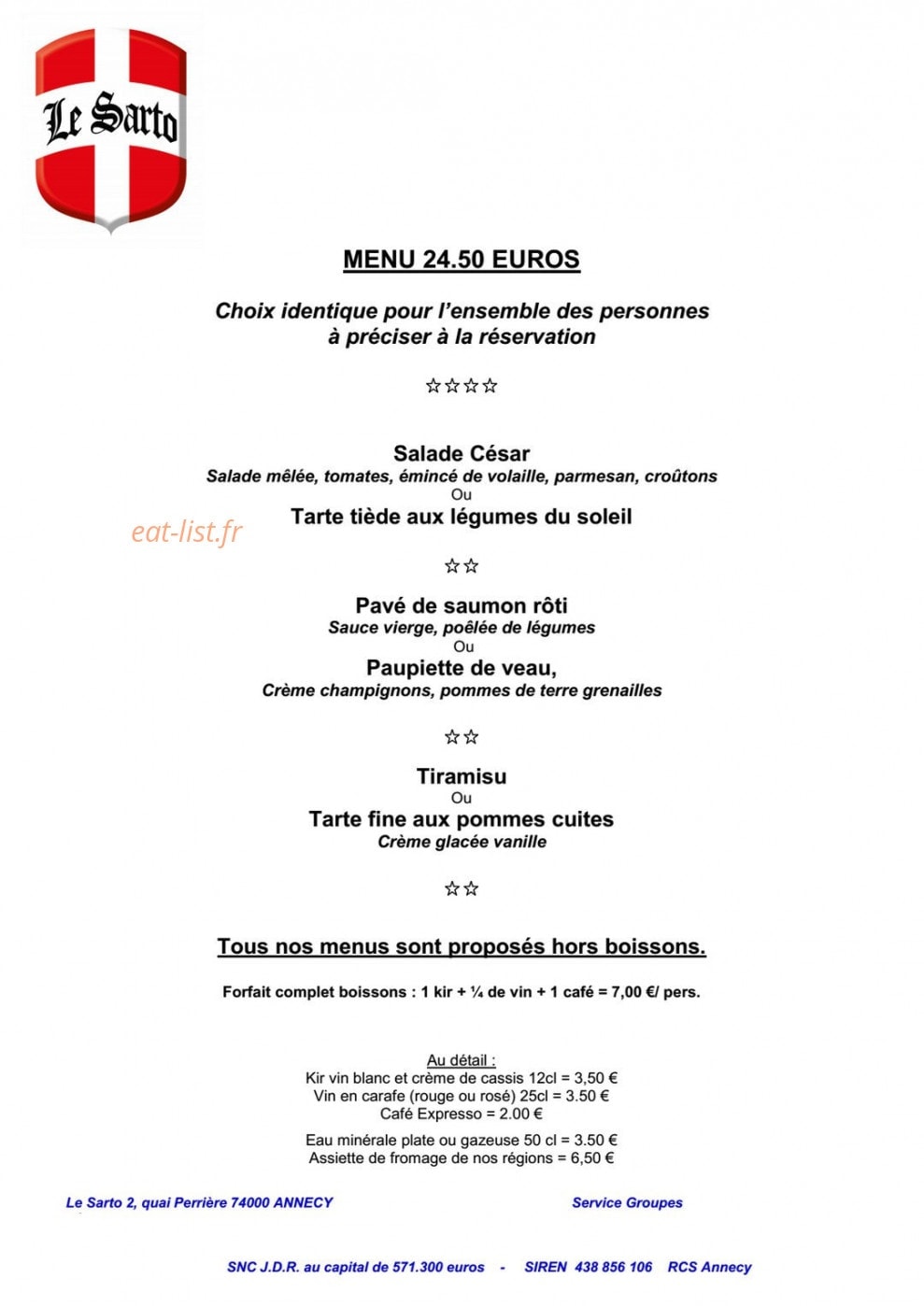 Le sarto — carte page 4