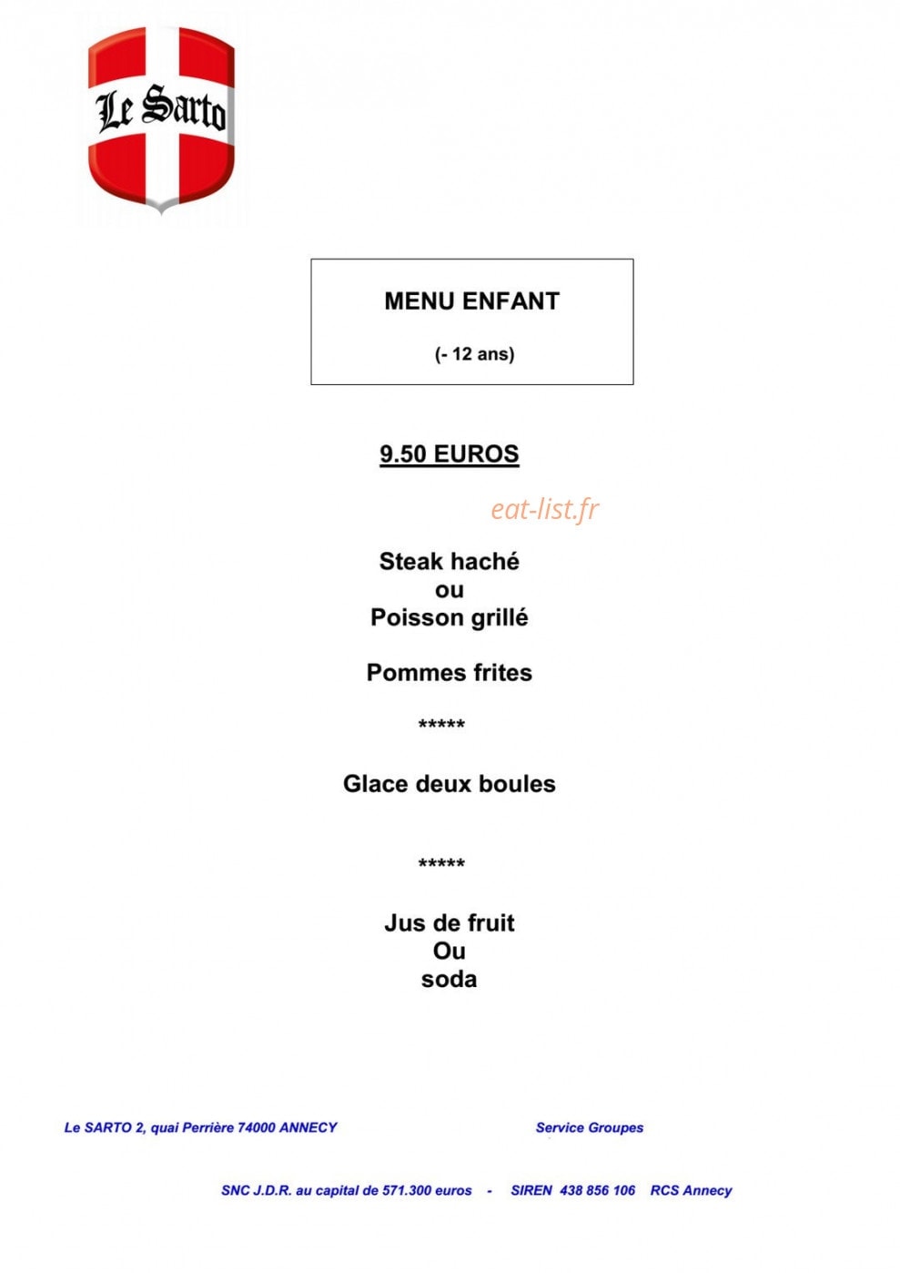 Le sarto — carte page 2