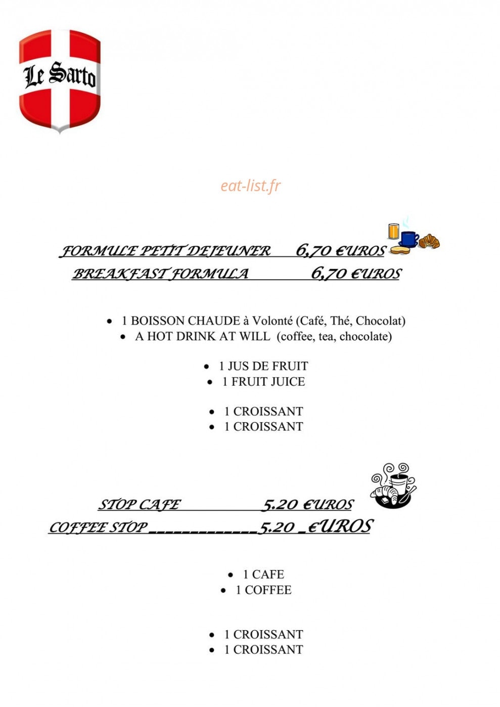 Le sarto — carte page 1
