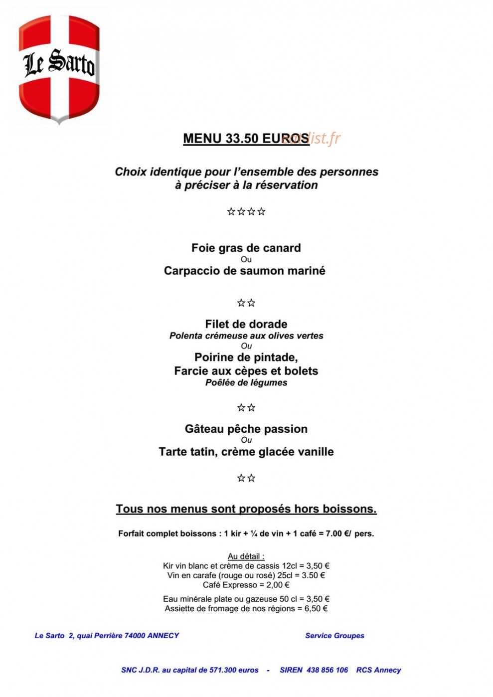 Le sarto — carte page 7