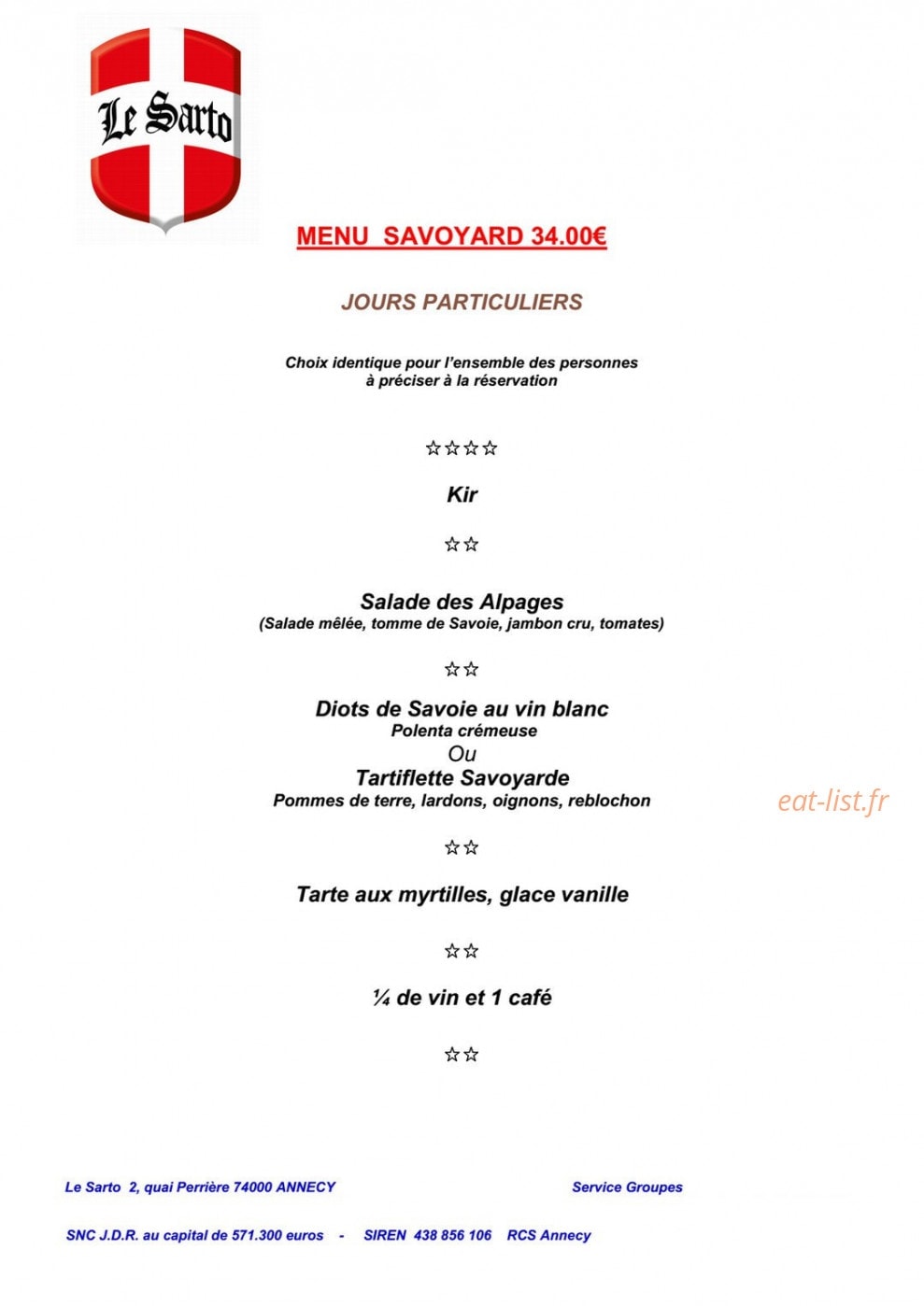 Le sarto — carte page 10