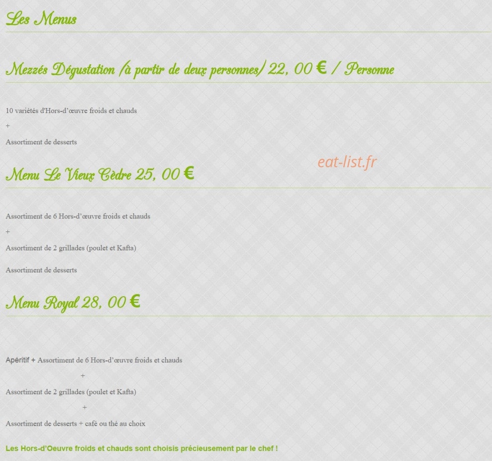 Le Vieux Cèdre — carte page 4